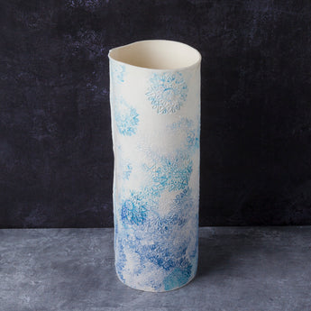 'Blue Snow Flakes' tall tealight-vase
